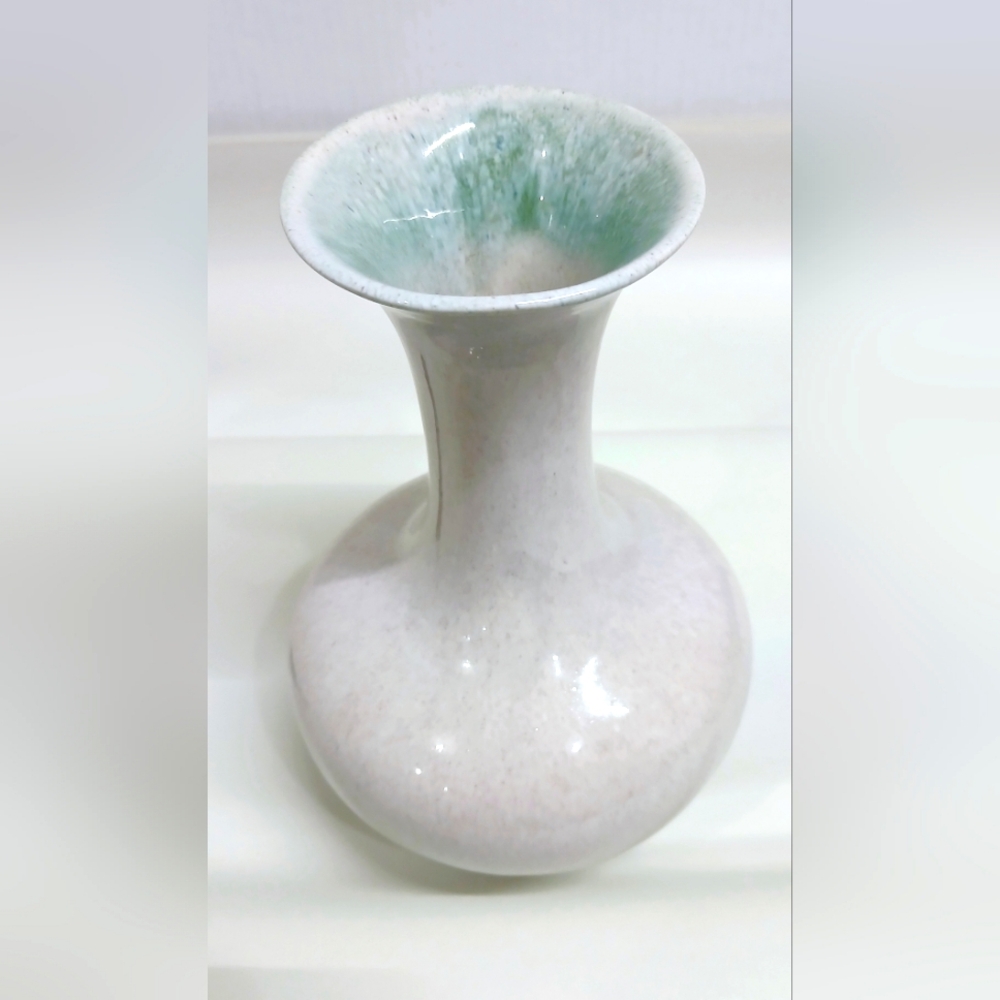 Vintae Pale Pink and Green Ceramic Vase